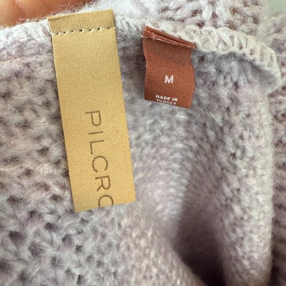 Pilcro Cable Knit Sweater Purple Turtleneck Chunky Medium - Picture 9 of 12